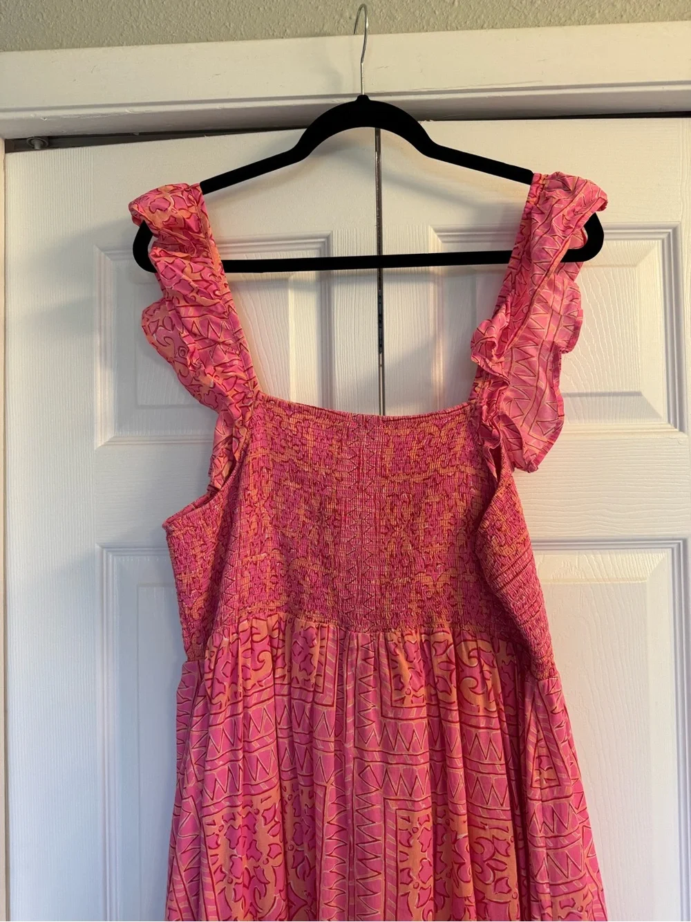 Vineyard Vines | Pink Ruffle Smocked Tiered Midi Women’s Dress Size XL